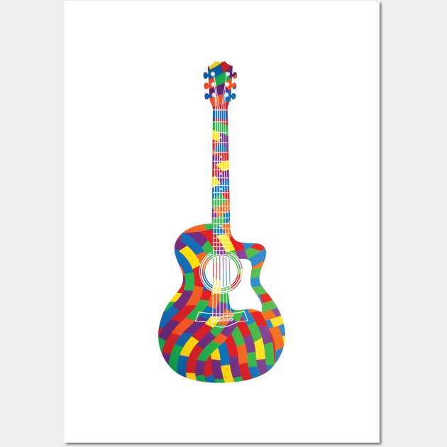 Auditorium Style Acoustic Guitar Colorful Texture Wall Art by nightsworthy